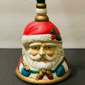 Vintage HomeTrends Hand-painted Porcelain Bisque Ceramic Santa Claus Bell